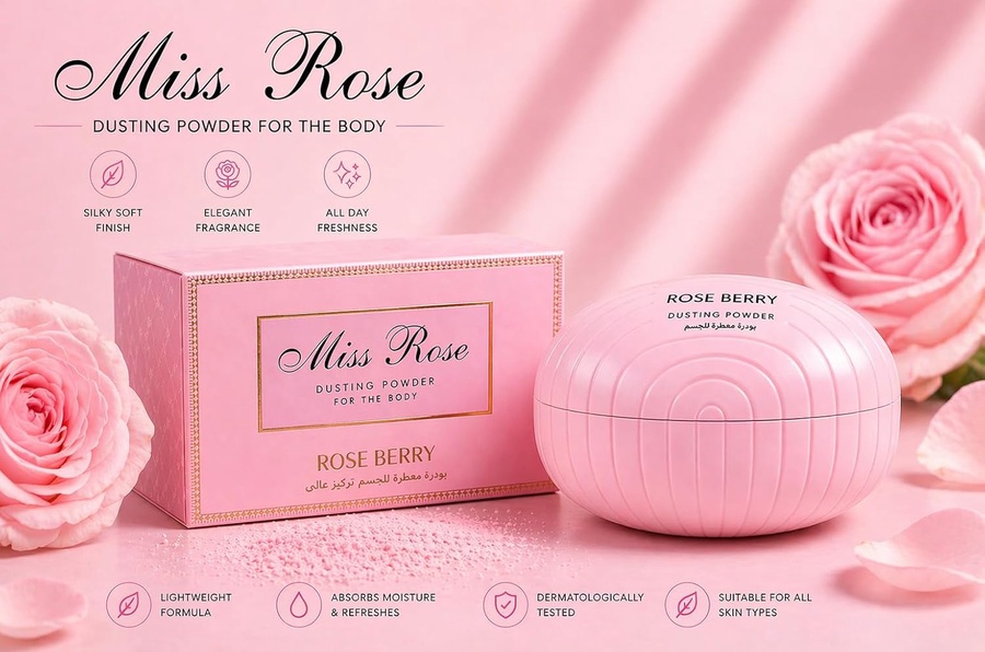 Rose Berry - Dusting Powder With Puff for the Body