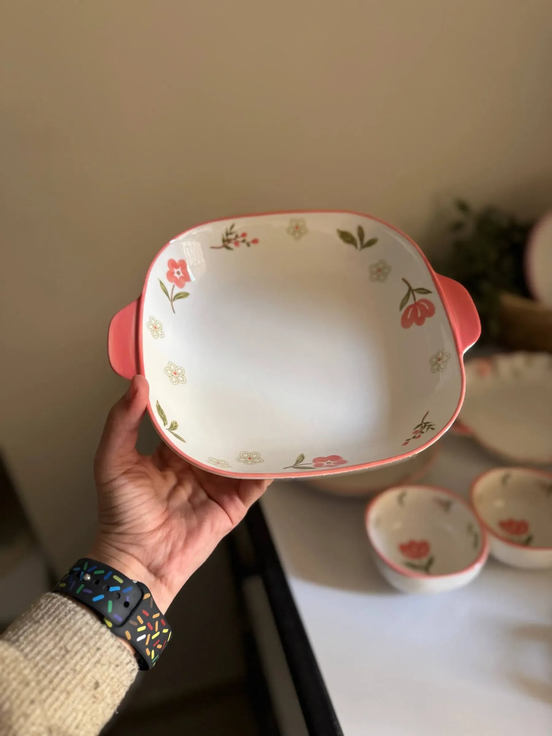 صينية تقديم سيراميك "فلورال" Square Floral Baker