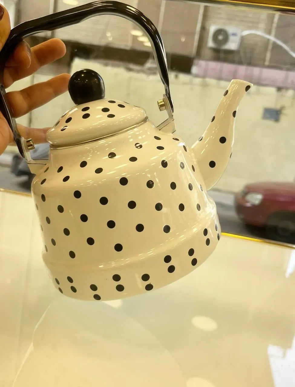 براد شاي معدني كلاسيكي "ريترو"  Dotted Tea Kettle