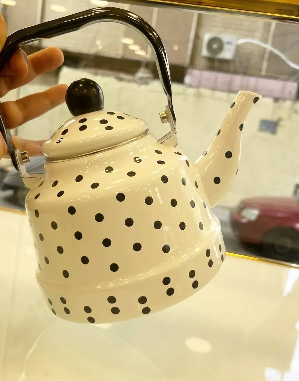 براد شاي معدني كلاسيكي "ريترو"  Dotted Tea Kettle