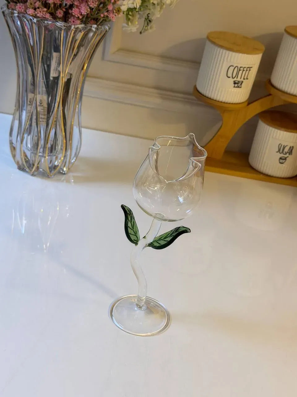 كوب زهرة التوليب الزجاجي Pink Blossom Glass Cup