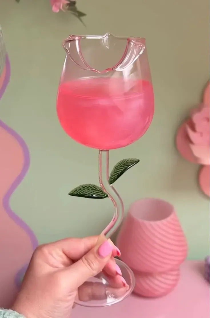 كوب زهرة التوليب الزجاجي Pink Blossom Glass Cup