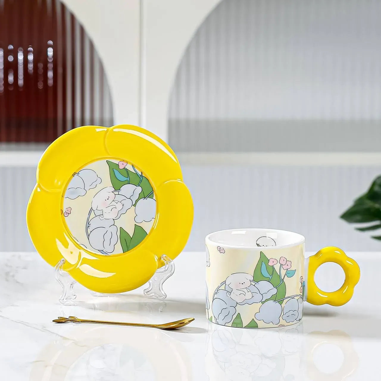 طقم مج "فلورا" الملون Pearl Bow Mug