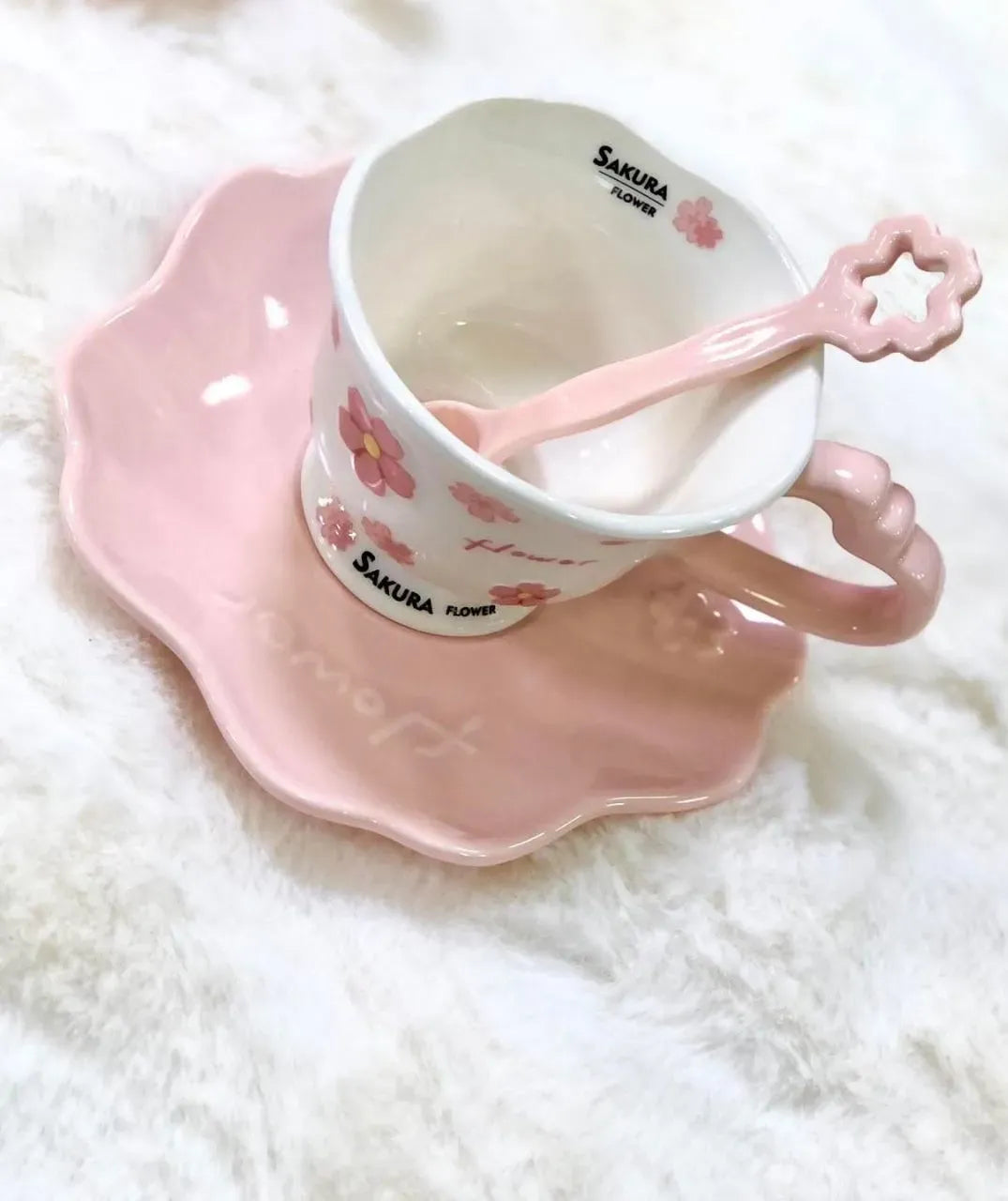 طقم فنجان "ساكورا" الياباني Sakura Cup Star Spoon