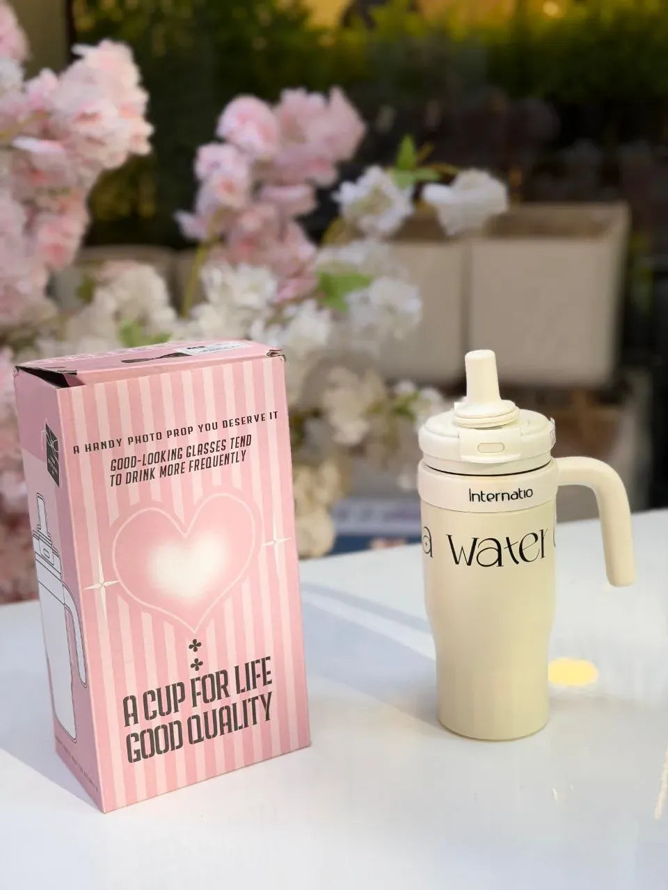  السفر الحراري "ستانلي ستايل" بمقبض وشاليموه. Thermal Travel Mug