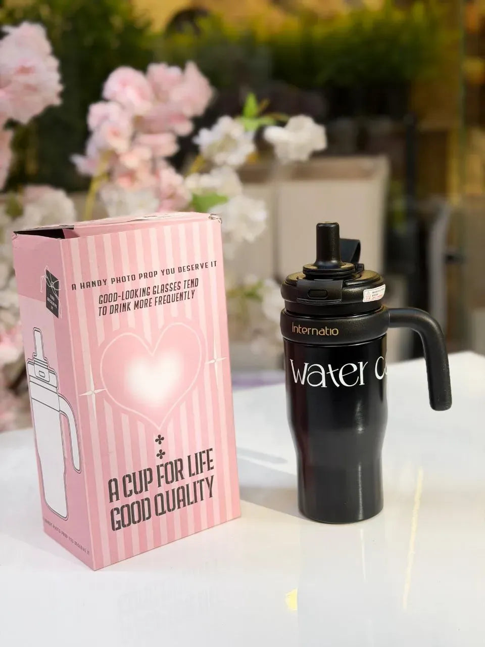  السفر الحراري "ستانلي ستايل" بمقبض وشاليموه. Thermal Travel Mug