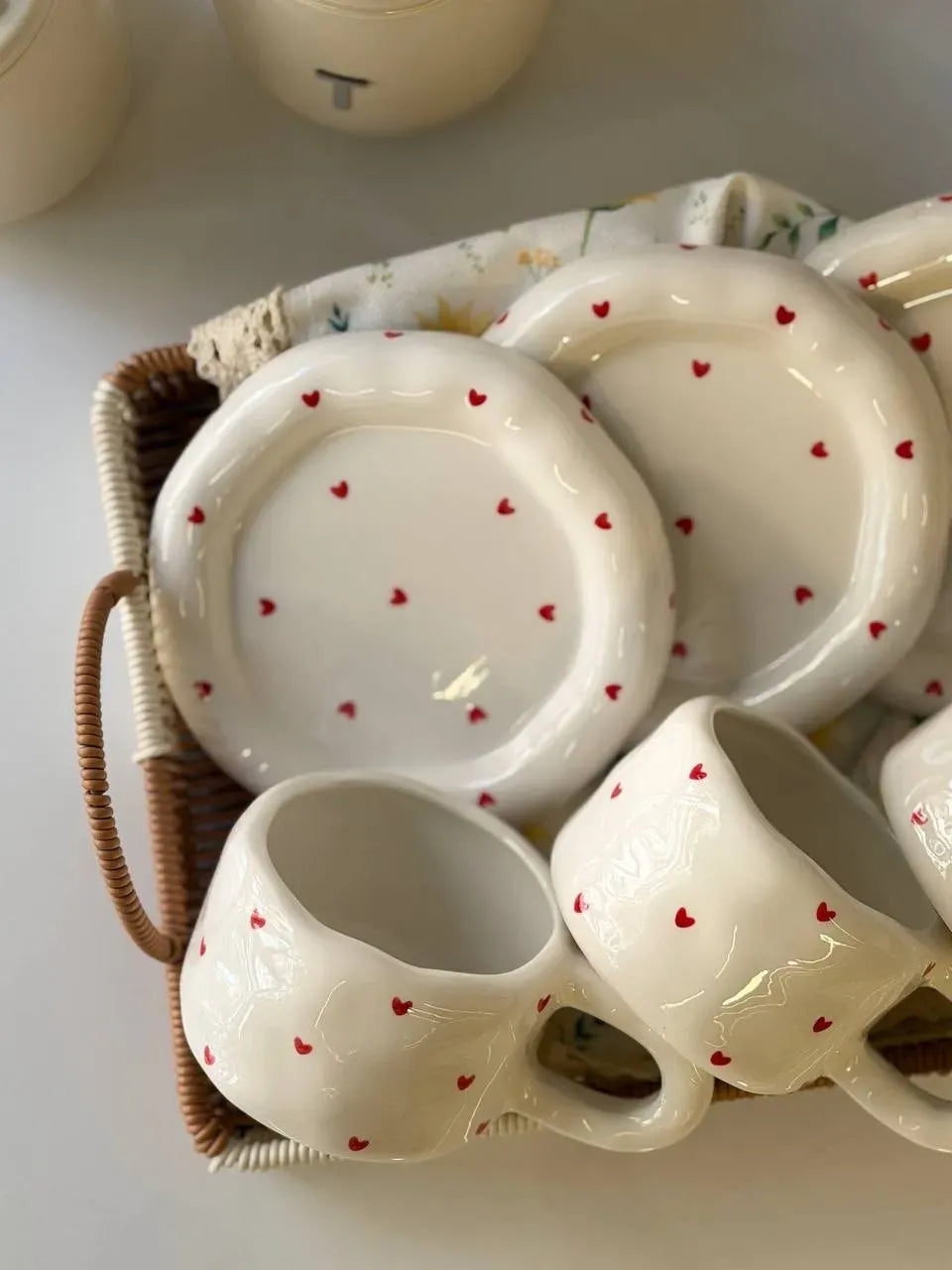 طقم مج وطبق "تشابي" القلوب الرومانسية Chubby Hearts Mug