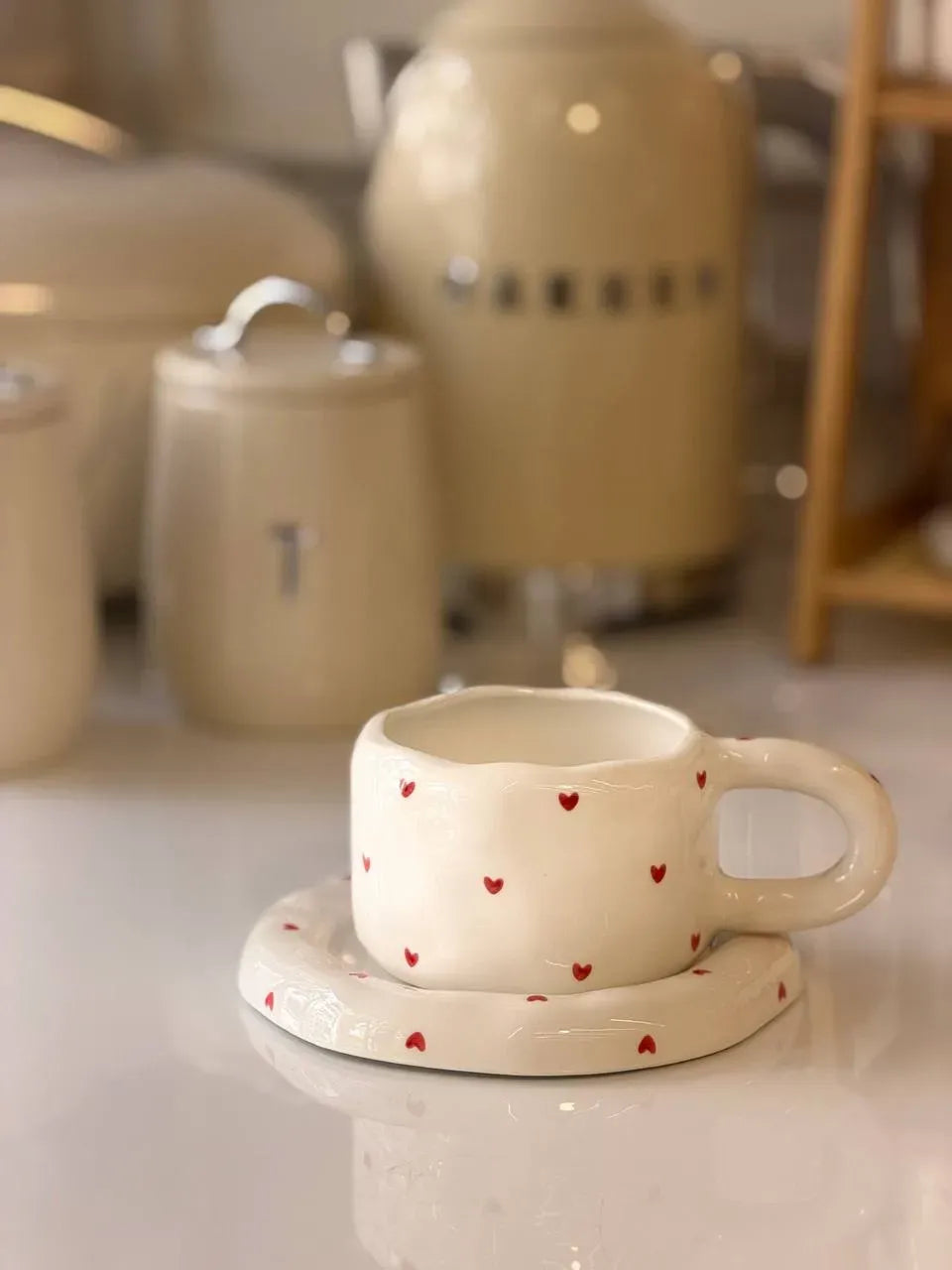 طقم مج وطبق "تشابي" القلوب الرومانسية Chubby Hearts Mug