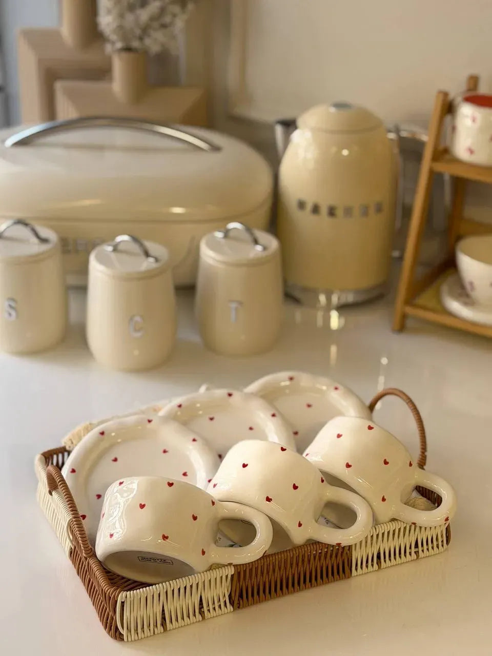 طقم مج وطبق "تشابي" القلوب الرومانسية Chubby Hearts Mug