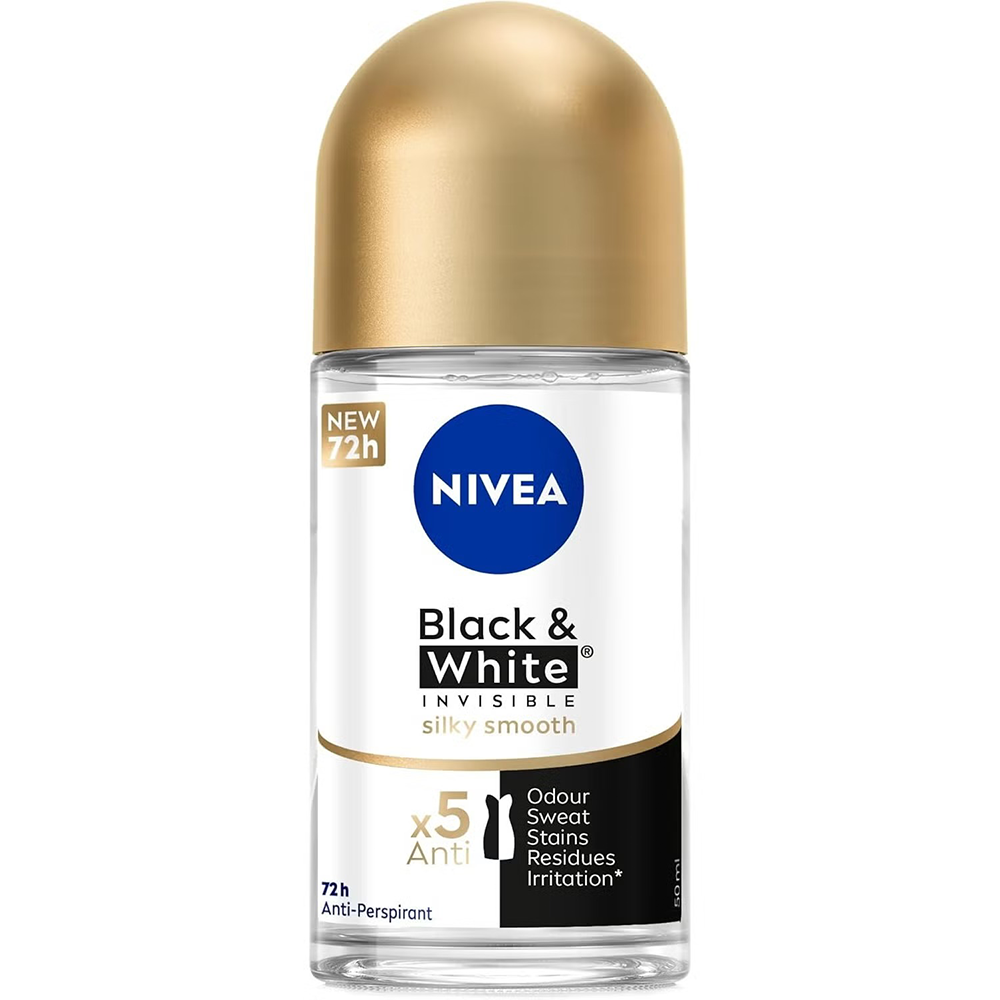 Nivea Antiperspirant For Women Roll on Black & White Invisible Silky Smooth 50 Ml
