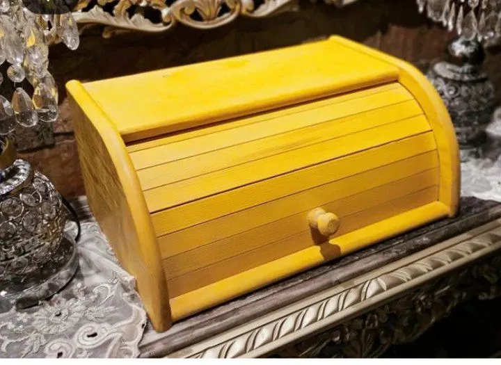 حافظة خبز بامبو خشبية Roll Top Bread Box