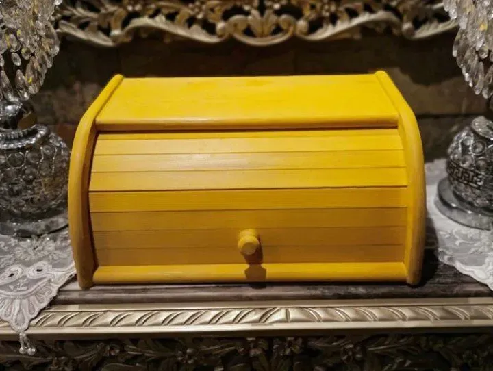 حافظة خبز بامبو خشبية Roll Top Bread Box