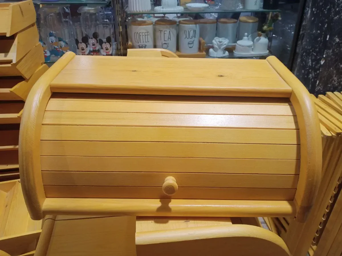 حافظة خبز بامبو خشبية Roll Top Bread Box