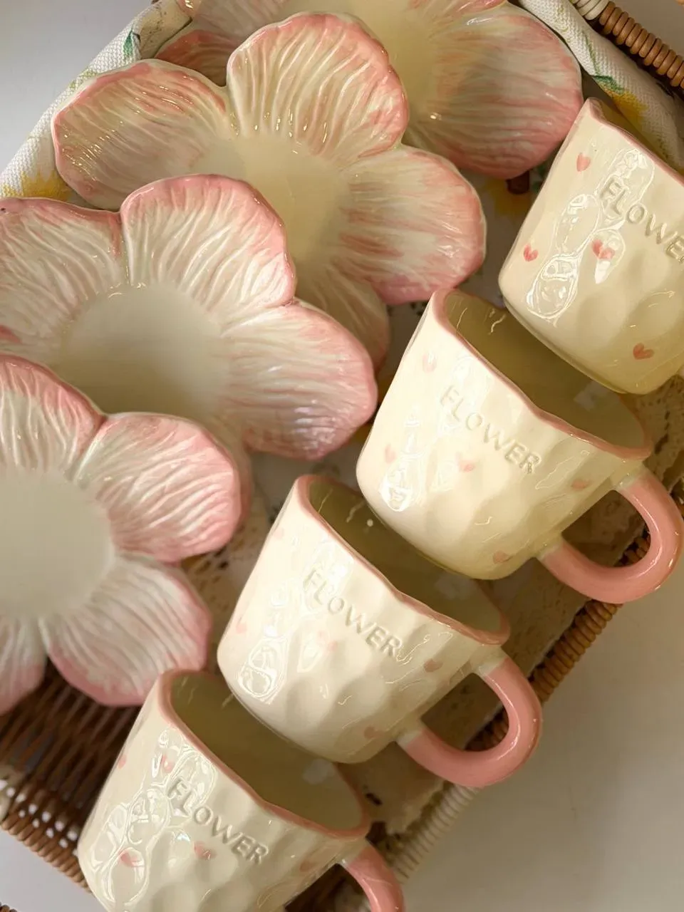 طقم مج وكوستر "لوتس" Flower Shape Mug Set