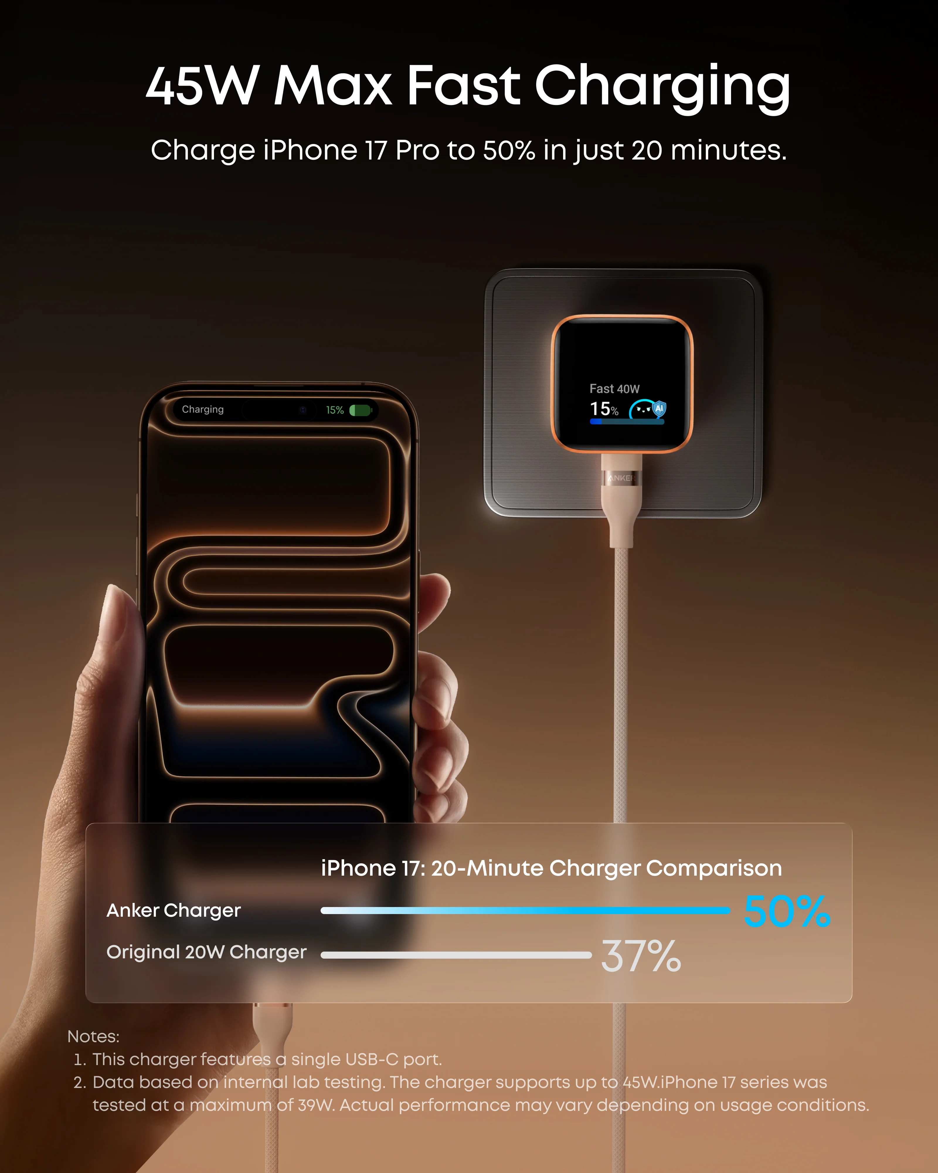 شاحن Anker Nano 45W Smart Display