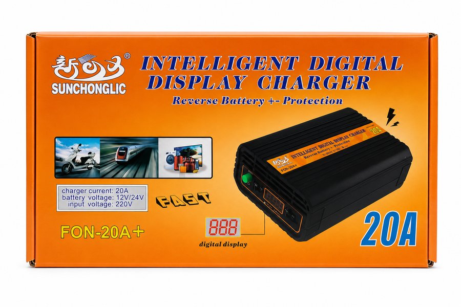 Battery Charger With Digital Display 12V/24Vdc-20A- with selectors (FON-20A) 