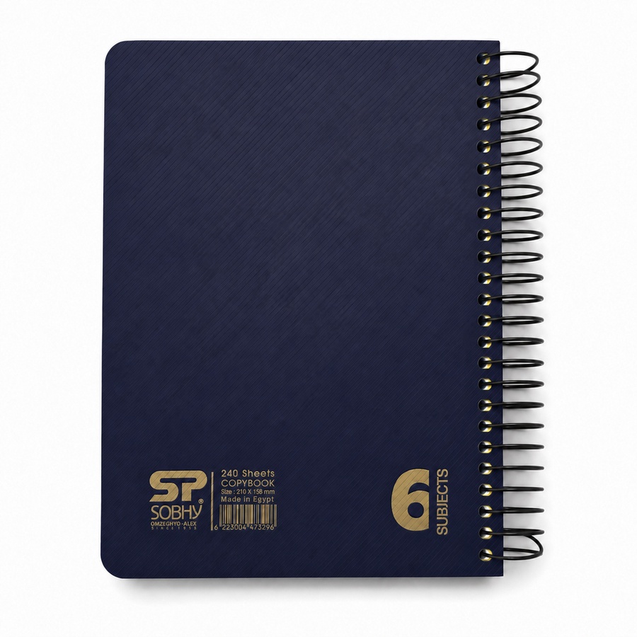 SOBHY Micro Margin Spiral A5 Notebook – 240 Sheets – 6 Subjects