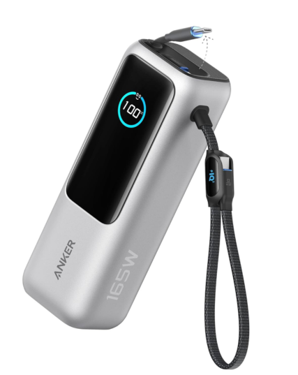 Anker Zolo Power Bank 25000mAh 165W – Built-In USB-C & Retractable Cable (A1695)