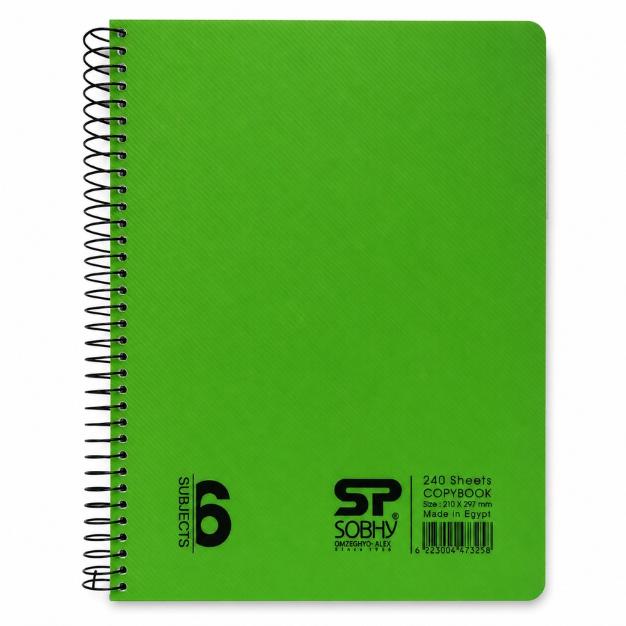 SOBHY Margin A4 Spiral Notebook – 240 Sheets – 6 Subjects