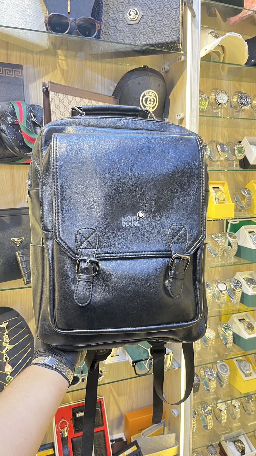 Mont blank leather backpack 