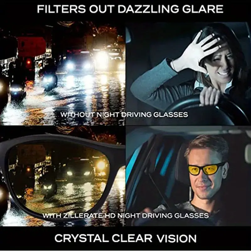 نظارات HD Vision Wrap Around للرؤية الليلية – تقلل الوهج وتوضح الرؤية أثناء القيادة