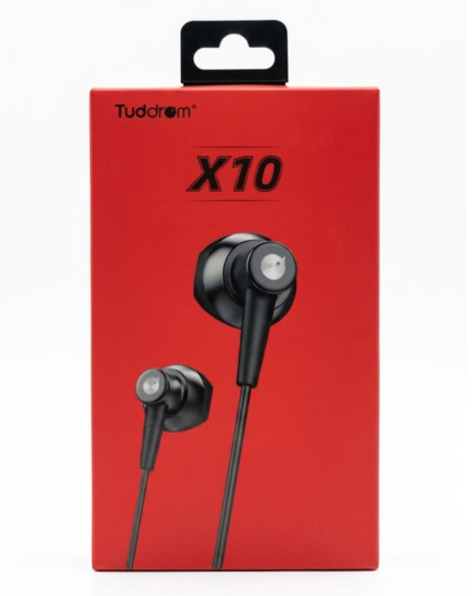 Tuddrom X10 Wired In-Ear Earphones with HD Sound & Microphone – Black