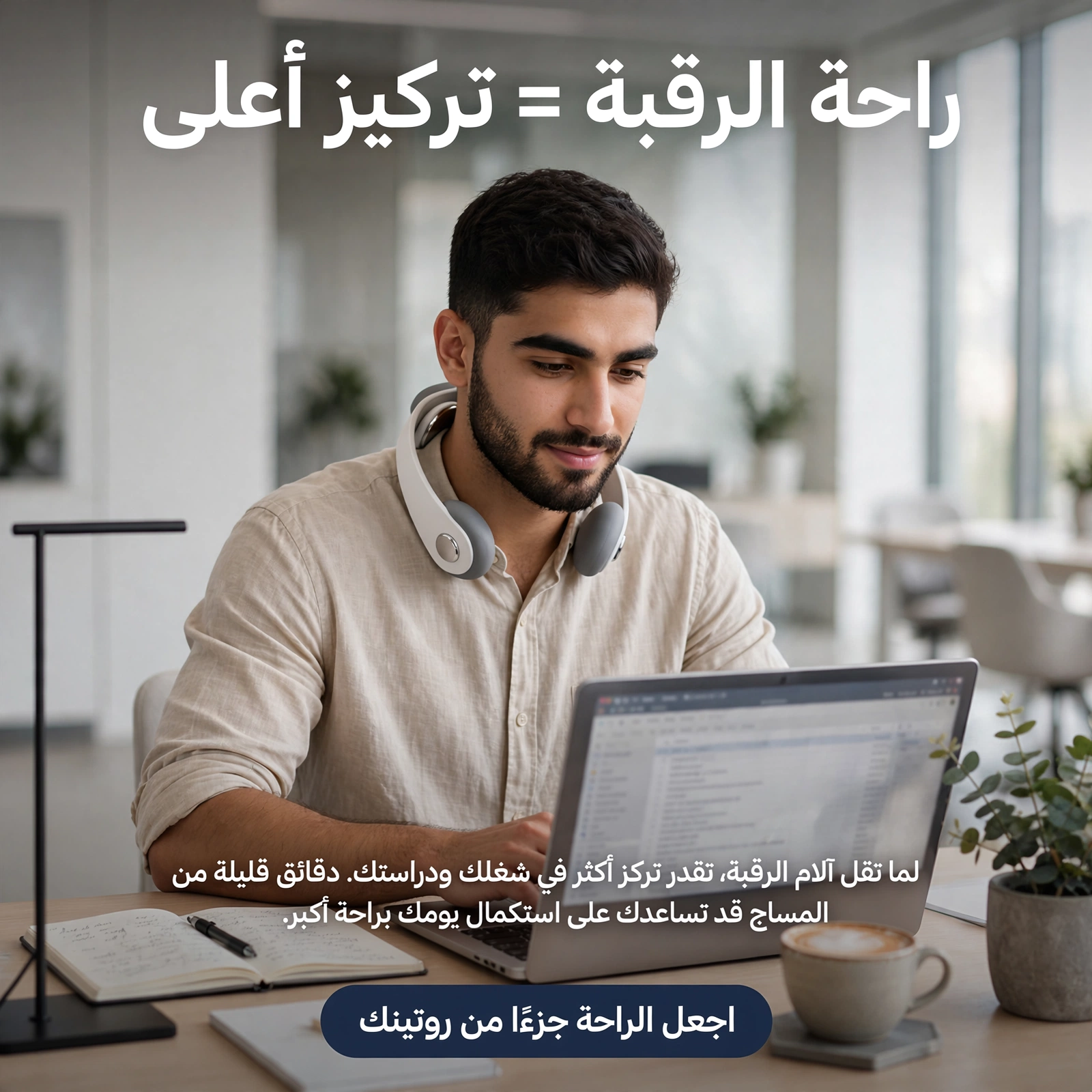 جهاز مساچ واسترخاء الرقبة الذكي لتخفيف إجهاد العضلات والاسترخاء بعد يوم طويل