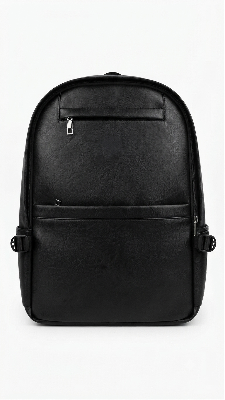 leather backpack-black