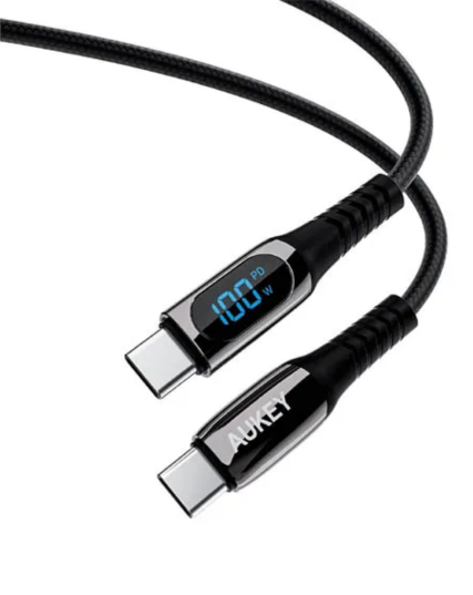 AUKEY CB-CC13 100W USB-C to USB-C Fast Charging Cable with Digital Display – 1M