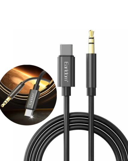 Earldom AC01 USB-C to 3.5mm AUX Audio Cable 1M, Type-C to Headphone Jack Adapter for Car, Mobile & Tablet