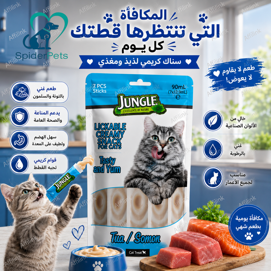 سناك كريمي بالتونة والسلمون للقطط