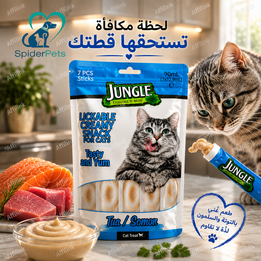 سناك كريمي بالتونة والسلمون للقطط