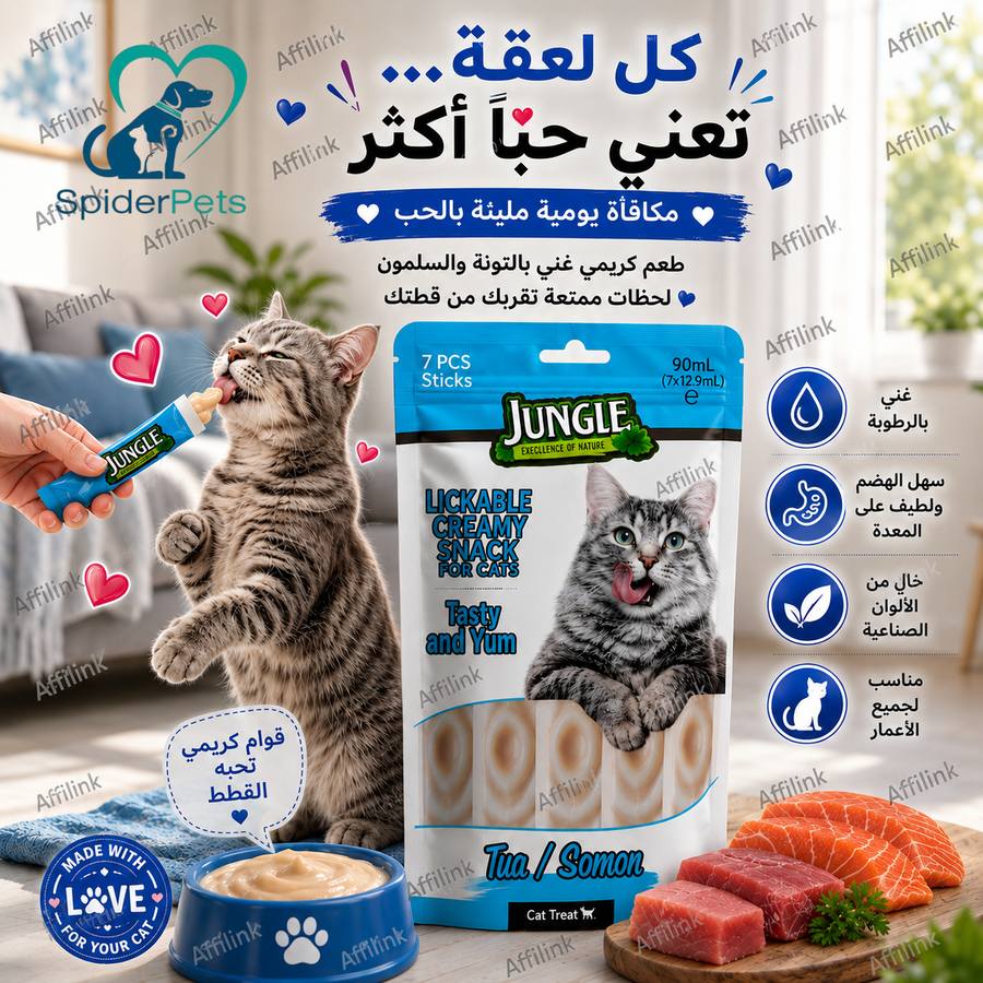 سناك كريمي بالتونة والسلمون للقطط