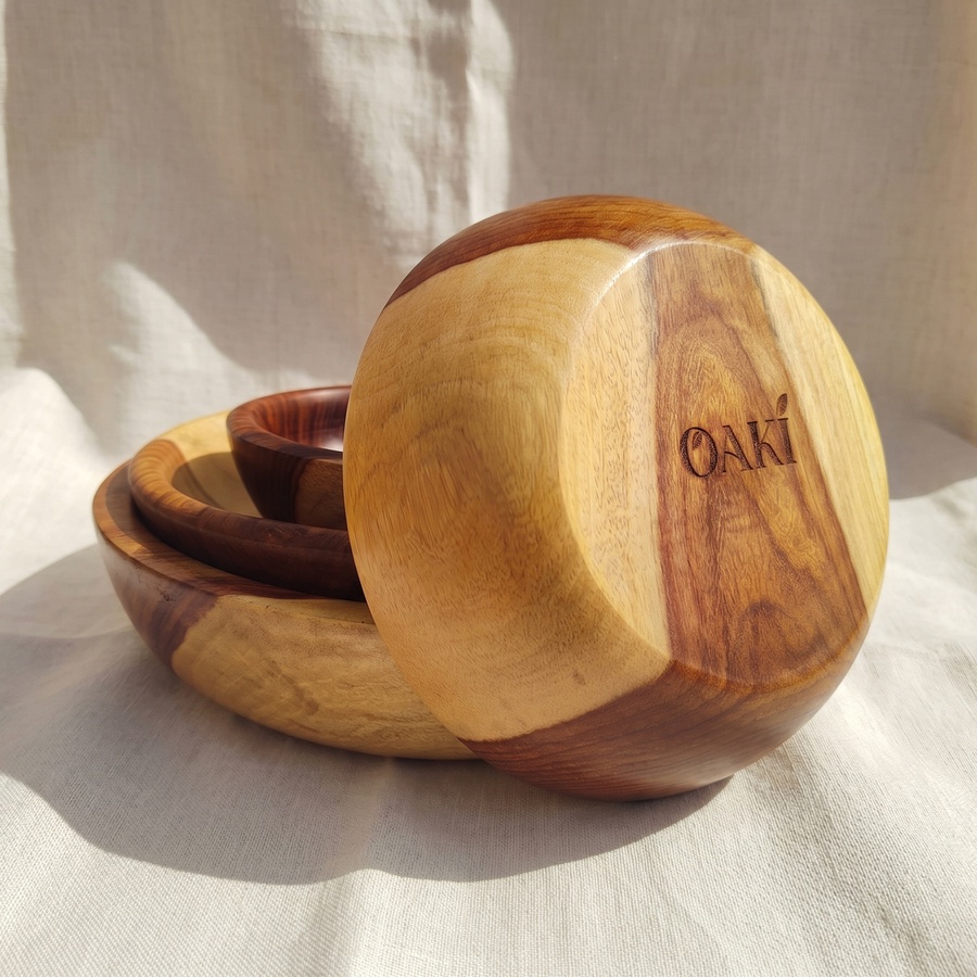 Rosewood Wooden Serving Bowls Set (4 Sizes) - Handmade | OAKi