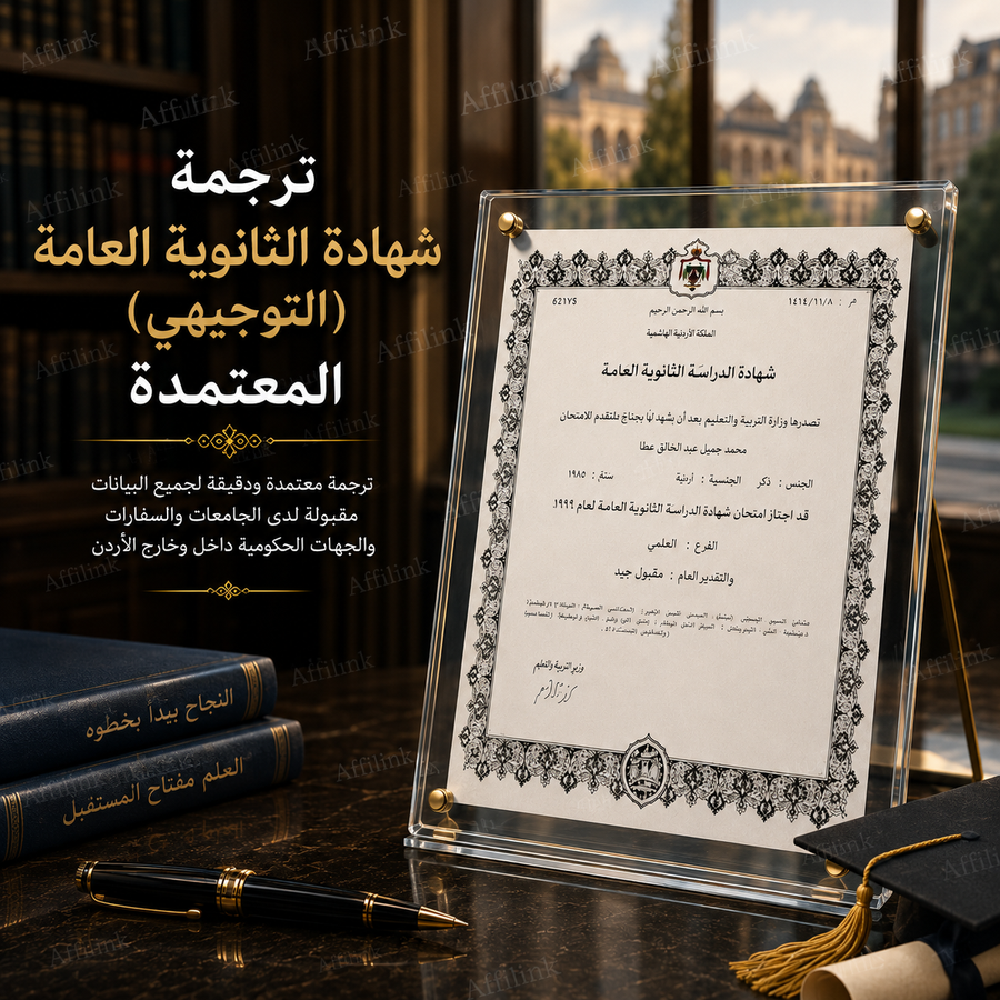 ترجمة شهادة الثانوية العامة (التوجيهي) المعتمدة
