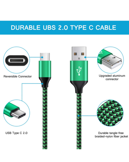IZNC C003 USB-A to USB-C 5A Fast Charging & Data Cable, 25cm Braided Type-C Sync Cable for Android Devices