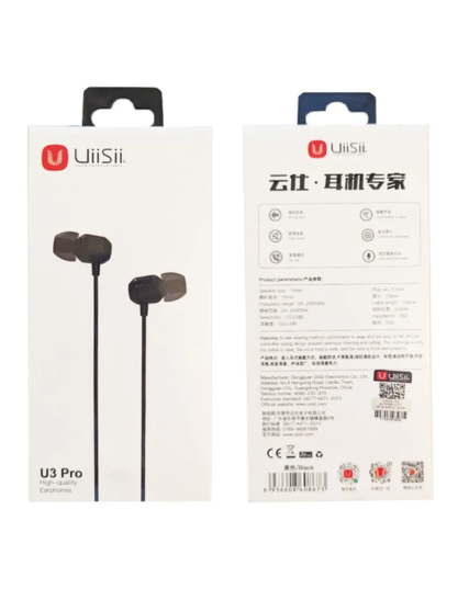 UiiSii U3 Pro Wired In-Ear Earphones with Microphone, 3.5mm Stereo Headphones, HD Sound & Noise Isolating Earbuds for Android, PC & Laptop