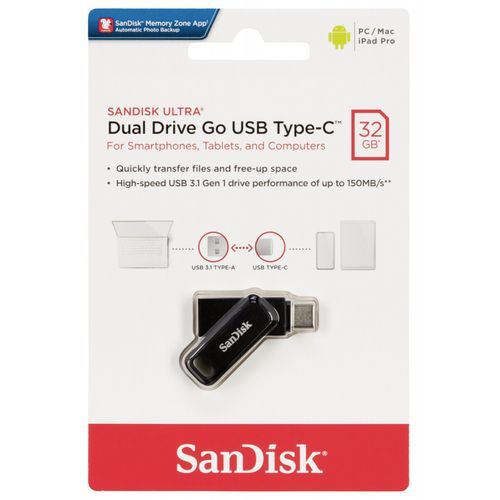فلاشة SanDisk Ultra Dual Drive Go 32GB بمنفذي USB Type-C وUSB 3.2 Type-A