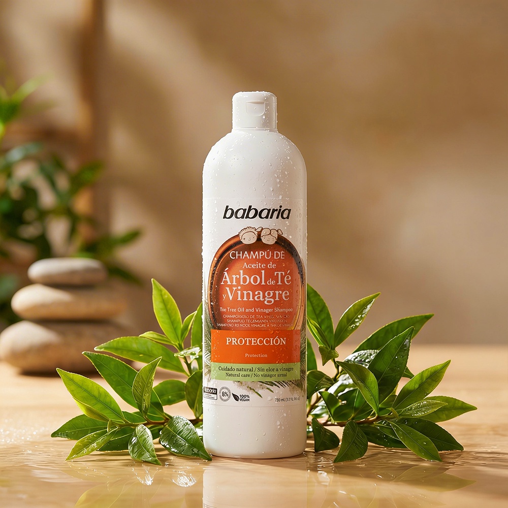 شامبو باباريا الواقي بزيت شجرة الشاي والخل - Babaria Tea Tree & Vinegar Shampoo (380 مل)