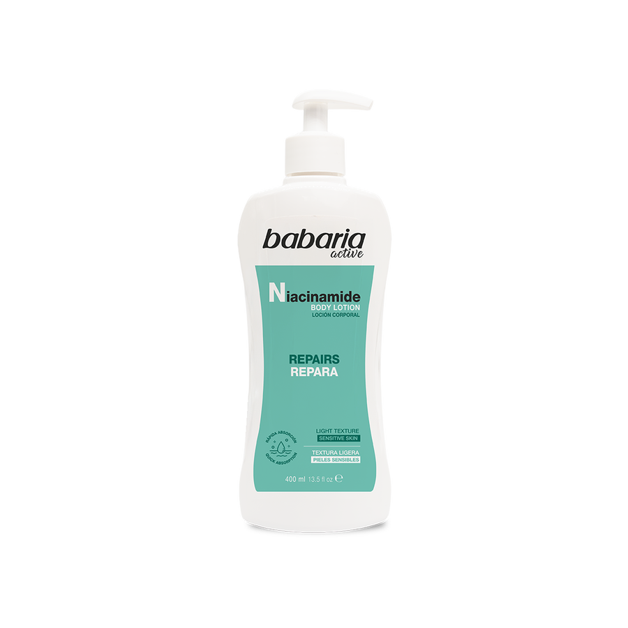 حليب الجسم المجدد والمفتح بالنياسيناميد من باباريا (400 مل) - Babaria Niacinamide Body Milk