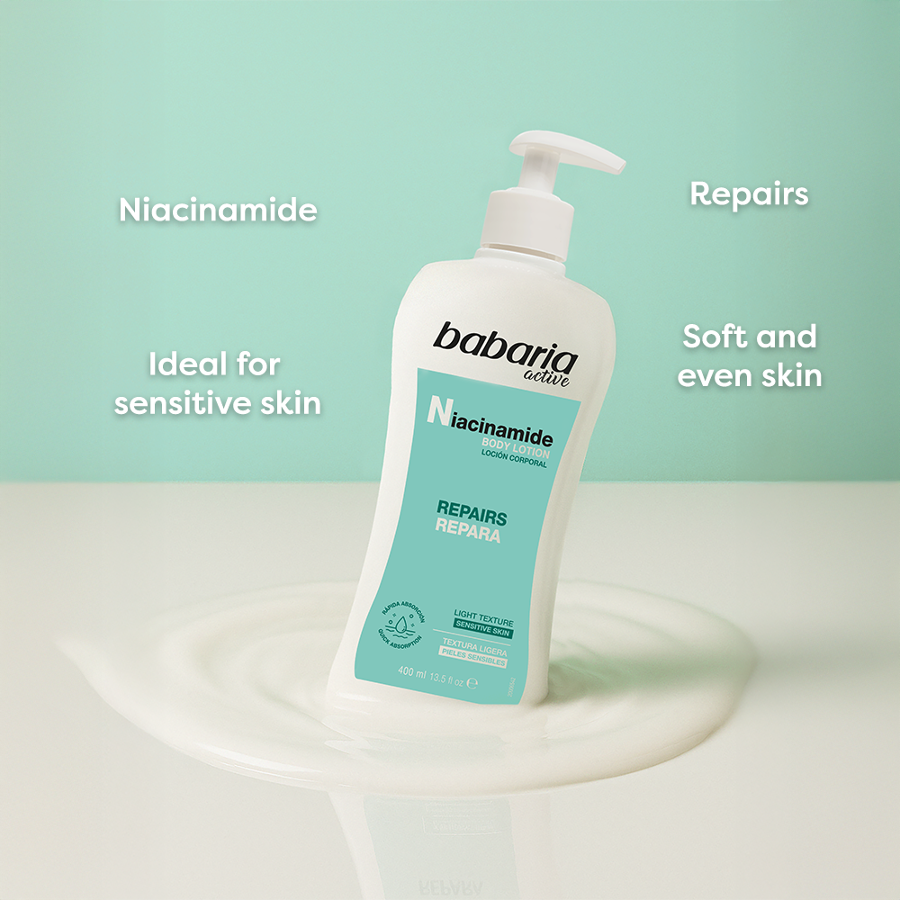حليب الجسم المجدد والمفتح بالنياسيناميد من باباريا (400 مل) - Babaria Niacinamide Body Milk