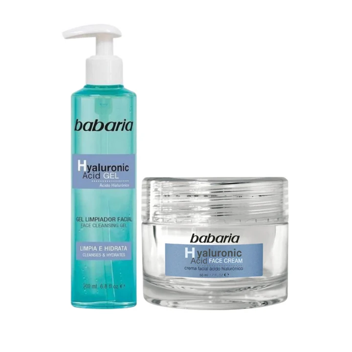 عرض كريم الوجه بحمض الهيالورونيك (50 مل) + غسول وجه (200 مل) من باباريا - Babaria Hyaluronic Acid Pack