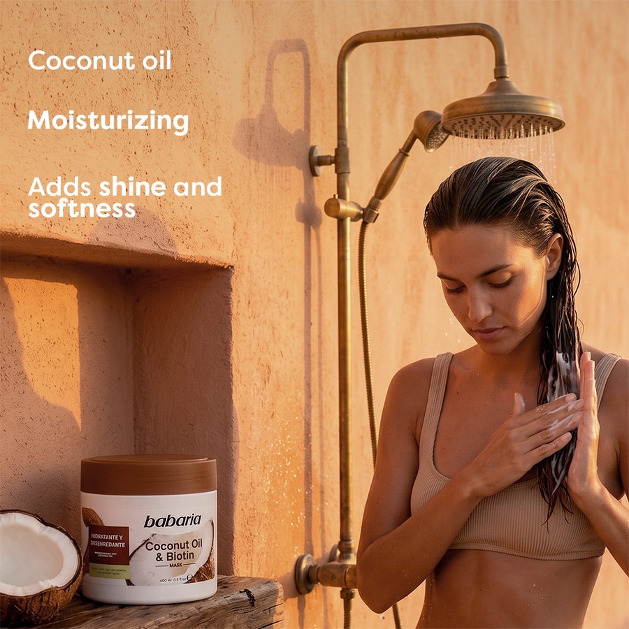ماسك الشعر المرطب والمعيد لهيكلية الشعر بزيت جوز الهند من باباريا (400 مل) - Babaria Coconut Oil Hair Mask