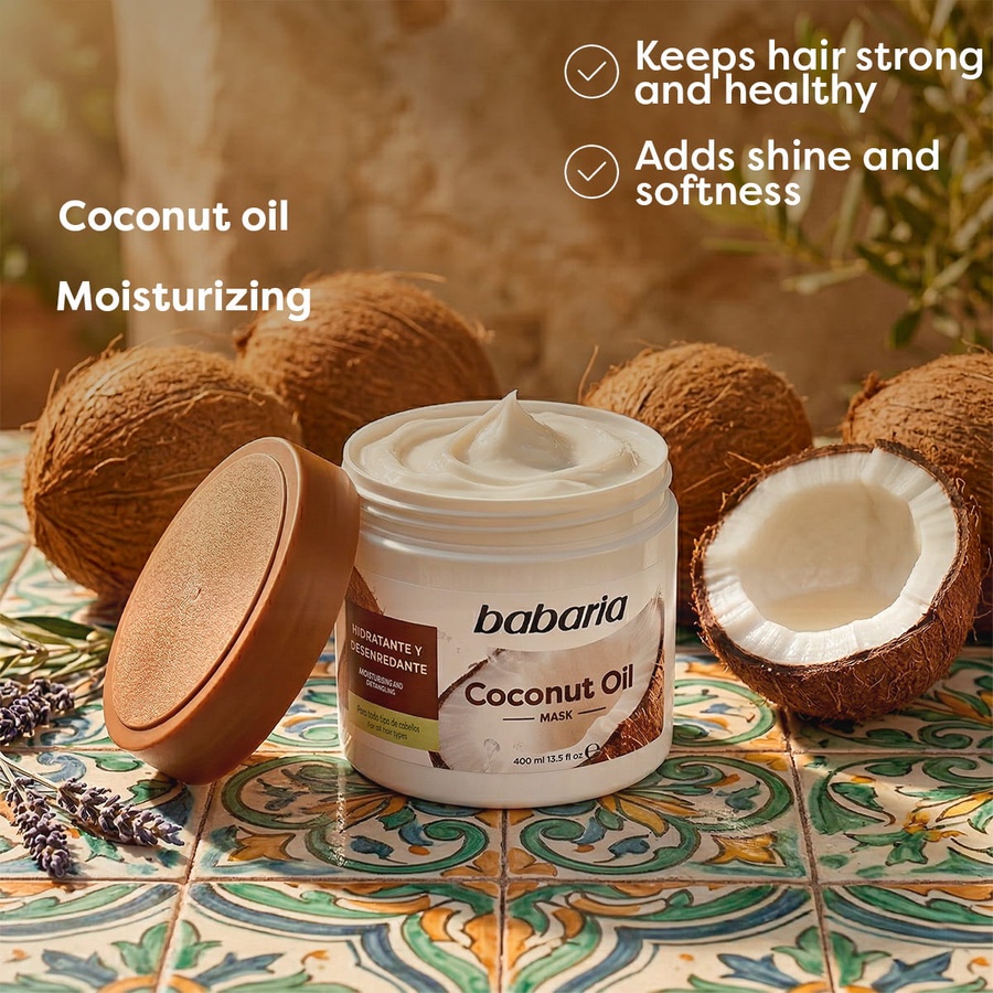ماسك الشعر المرطب والمعيد لهيكلية الشعر بزيت جوز الهند من باباريا (400 مل) - Babaria Coconut Oil Hair Mask