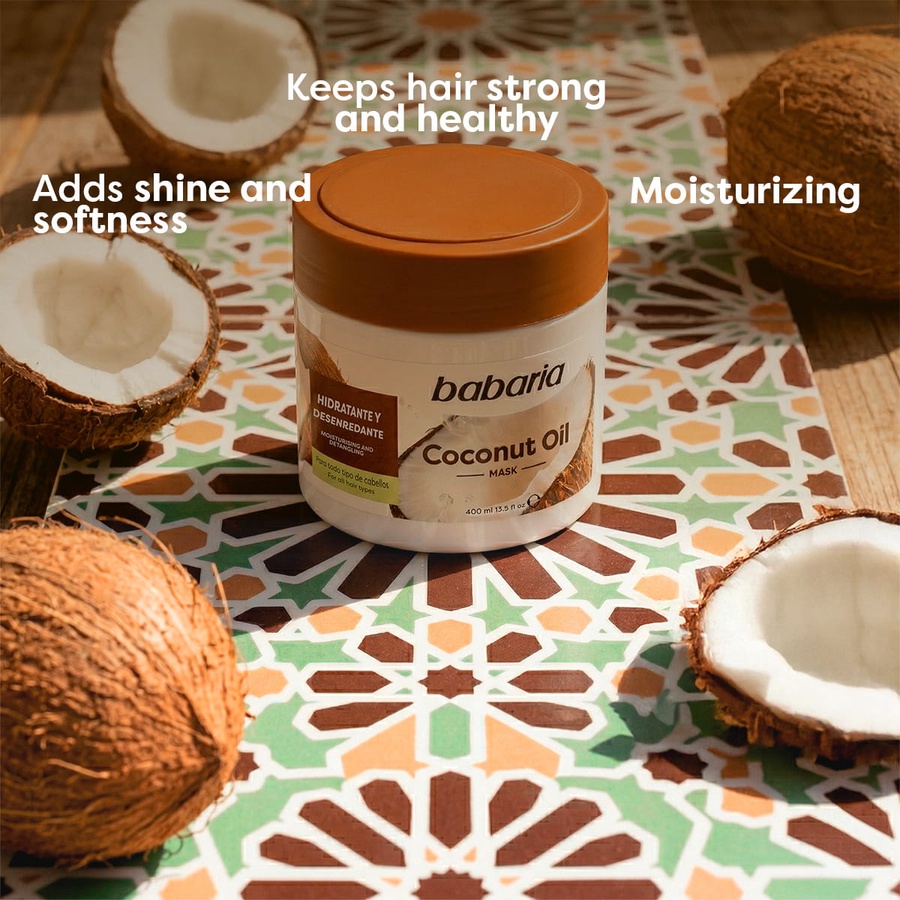 ماسك الشعر المرطب والمعيد لهيكلية الشعر بزيت جوز الهند من باباريا (400 مل) - Babaria Coconut Oil Hair Mask