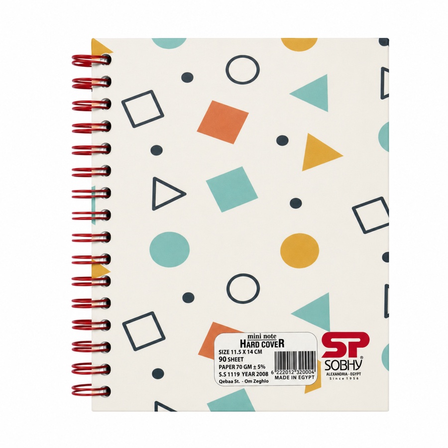 SOBHY Mini Spiral Notebook – 90 Sheets – Hard Cover – 11.5 × 14 cm