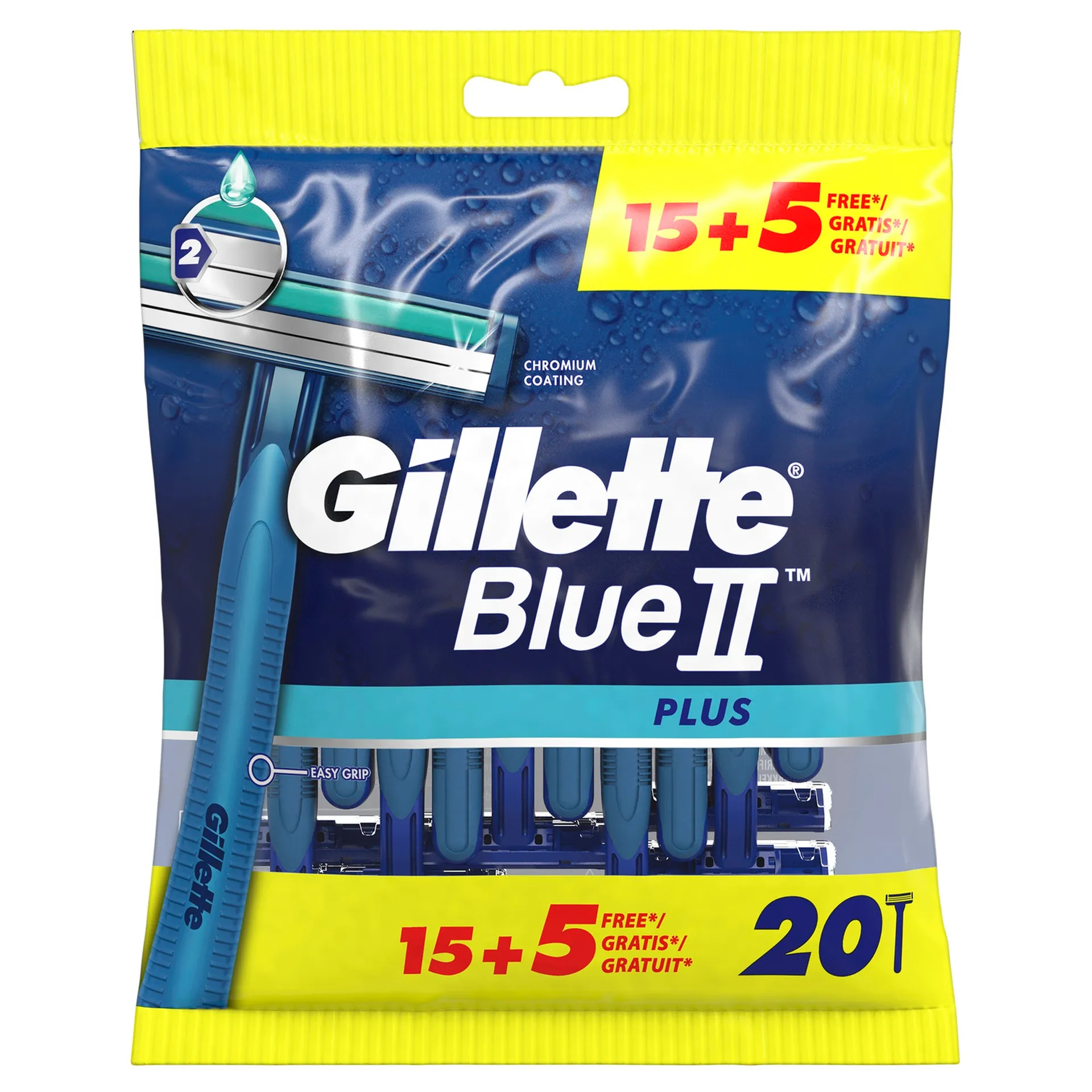 عرض شفرات حلاقة جيليت بلو تو بلس للاستعمال مرة واحدة (20 حبة: 15 + 5 مجاناً) - Gillette Blue II Plus Razors