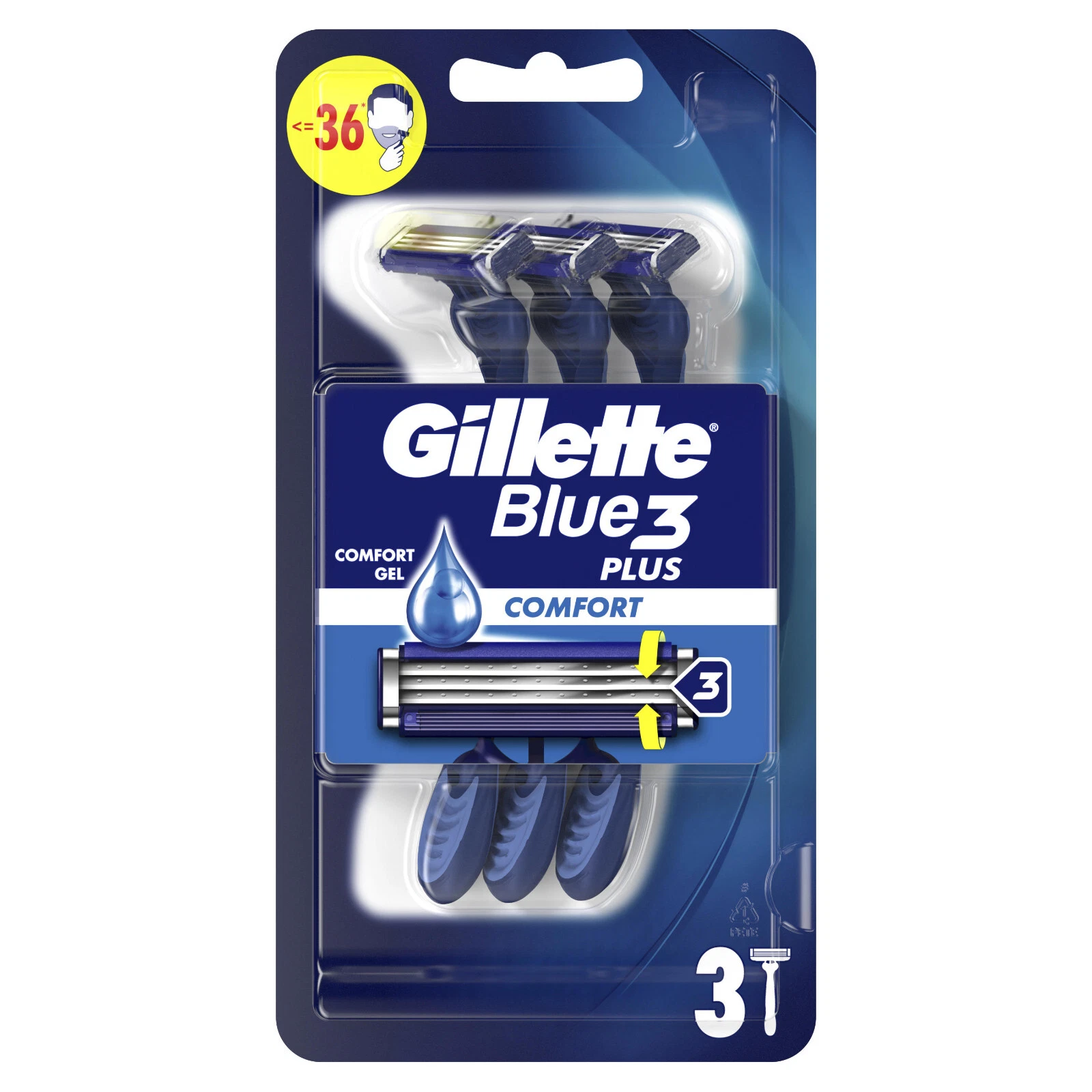 شفرات حلاقة جيليت بلو 3 كومفورت للاستعمال مرة واحدة - Gillette Blue 3 Comfort Razors
