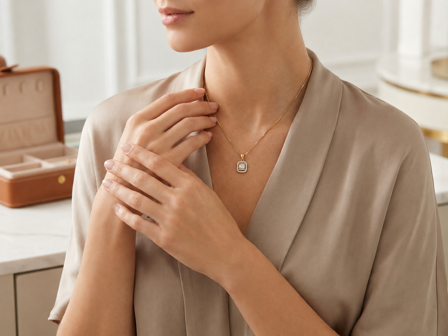 Elegant Rectangle Pendant Necklace