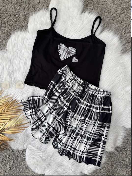 Squares Cotton Tank & Shorts Set